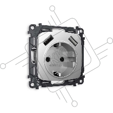 Комплект механизма электрической розетки OMEGA Серебро глянец 2USB A+A 18W (быстрая зарядка) с/з QUANT (OP4090, VM155) MO409010