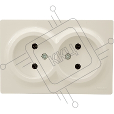 Розетка 2-м ОП LETO без заземл. закрытый корпус ПБТ крем LEZARD 752-0300-128B
