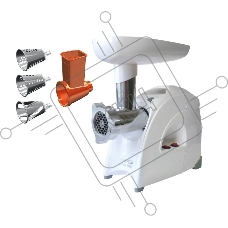 Мясорубка электрическая Аксион М641.03 белый, 2000 Вт, 3 кг/мин, реверс, защита от перегрузки, насадки - 4