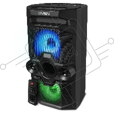 Мобильные колонки SVEN PS-655 2.0 черные (2x25W, mini Jack, USB Type-C, USB flash, Bluetooth, FM, micro SD, ПДУ, LED экран, 4400 мA, RGB подсветка)