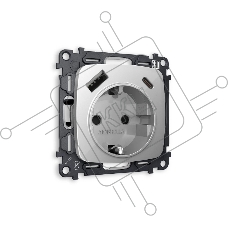 Комплект механизма электрической розетки OMEGA Серебро глянец 2USB A+C 20W (быстрая зарядка) с/з QUANT (OP4100, VM160) MO410010