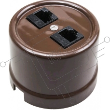 Розетка компьютерная Bironi B1-302-22 2-ая (RJ45) пластик коричневый