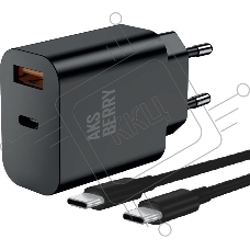 Зарядное устройство Aksberry (6900253230016) T43 20W PD + QC3.0 + кабель Type C, черный