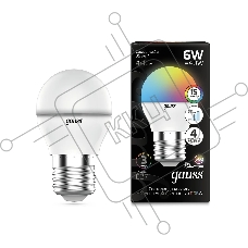 Лампа светодиодная Gauss G45 6W E27 шар RGBW димирование LED 1/100