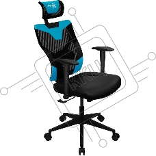 Кресло Aerocool GUARDIAN Ice Blue голубой, сетка, 150 кг, подголовник, регулируемые подлокотники, механизм качания, поясничная подушка