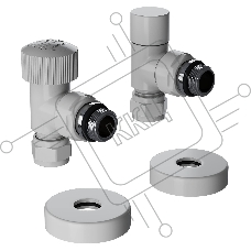 Набор термостатический угловой Royal Thermo Design Pro 15мм М30х1,5 (белый)