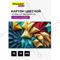 Картон цветной Silwerhof мелованный, 10л. 10цв. A4 Create 240г/м2 папка