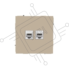 Компьютерная розетка RJ-45 без шторки, кат.6А двойная, KANT, ванильный марципан
