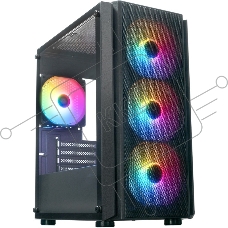 Компьютерный корпус XASTRA A402M 4FRGb Black mATX/Mesh/full-size TG/4x120мм FRGb fans/ A402M-4FC12F-BK