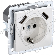 Розетка 1-местная IEK BRITE РЮш10-2-БрБ (BR-R14-16-U21-D31-K01) с заземлением, с защитными шторками, 16А, с USB A+A 5В 3,1А, белый