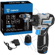 Дрель-шуруповерт Deko Loner 12V Pro 085-1121, Аккумуляторная, 12В, 2АКБ, Кейс