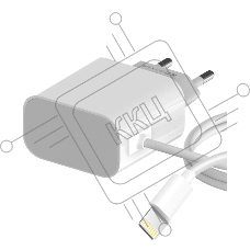 Сетевое зарядное устройство Maxvi CHL-240L Lightning 2.4A, литой кабель 1.2м, белый