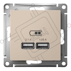 Розетка AtlasDesign USB A+A, 5В/2,1 А, 2х5В/1,05 А, механизм, песочный