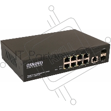 Коммутатор OSNOVO SW-80802/L(150W), 8×1 Гбит/с PoE + 2×1 Гбит/с SFP, управляемый