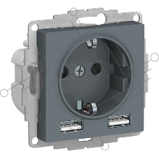 Розетка SE AtlasDesign Грифиль SO + USB A+A, 5В/2,4А, 2х5В/1,2А, механизм