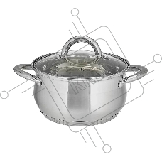 Кастрюля WEBBER BE-352/2 2,8 л, из нержавеющей стали со стеклянной крышкой