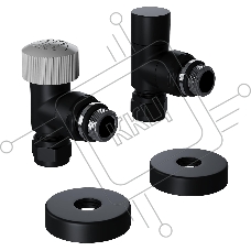 Набор термостатический угловой Royal Thermo Design Pro 15мм М30х1,5 черный