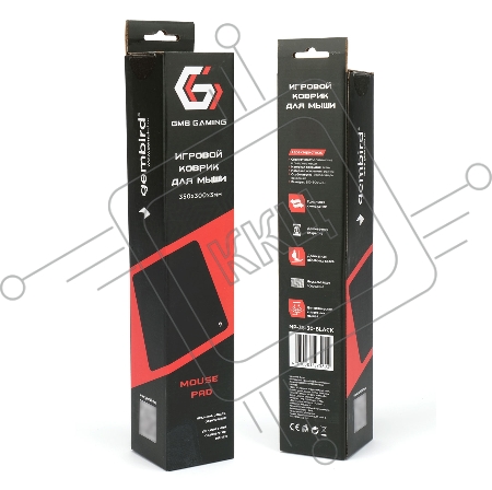 Коврик для мыши Gembird MP-35-30-BLACK, черный, 350х300х3мм, ткань+резина, оверлок, коробка