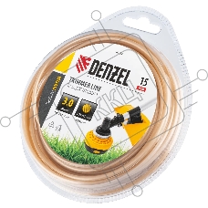 Леска для триммера Denzel армированная алюминием круглая, 3,0мм х 15м, блистер ALUFLEX