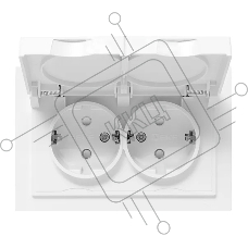 Розетка 2-м EKF UP1-SOW-211-44 СП Эпика 16А IP44 с заземл. защ. шторки с рамкой с крышками механизм бел.