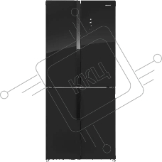 Холодильник Maunfeld MFF181NFB черный глянцевый, трехкамерный, 333/164л, морозилка сбоку, No Frost, Side by Side