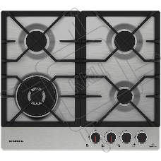 Газовая варочная поверхность Grundig GIGA 6234260 XE, 4 конфорки, нержавеющая сталь, 8500 Вт