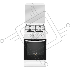 Плита газовая Kraft KF-FSK5404AGWG белый, конфорок 4 газовых, духовка 58 л, 50 см x 87 см x 63 см