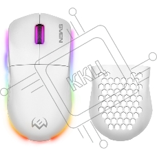 Мышь беспроводная SVEN RX-G980W белая (6+1кл. 50-26000 DPI, ПО, RGB-подсветка, игров. упак)