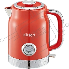 Чайник электрический Kitfort КТ-6791 1.7л. 2200Вт красный/серебристый корпус: металл/пластик