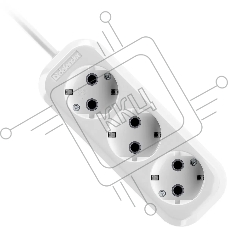 Удлинитель Defender R330 16 А, 3 роз х 2м, белый