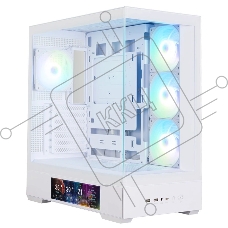 Компьютерный корпус ZALMAN P40 DS, ATX, белый, WINDOW, 9.1-inch LCD screen, 2xCombo(2.5” or 3.5”), 1x2.5”, 1xUSB TYPE-C, 2xUSB 3.0, SIDE 3x120мм ARGB, REAR 1x120мм ARGB