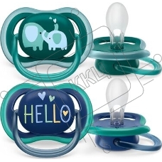 Пустышка Philips Avent ultra air, слоники/HELLO, 18+ мес., 2 шт.
