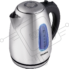 Чайник электрический Hyundai HYK-S2402 1.7л. 2200Вт серебристый матовый/черный (корпус: нержавеющая сталь)