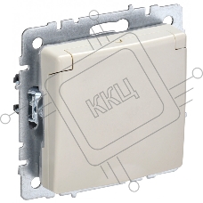Розетка 1-местная IEK BRITE РСбш10-3-БрКр (BR-R16-16-K10) с заземлением, с защитными шторками и крышкой, 16А, IP20, бежевый