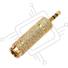 Аудио переходник Cablexpert A-35M-63F, Jack3.5(M) на Jack6.3(F) стерео, золотой, пакет