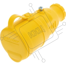 Розетка переносная влагозащищенная Rexant с крышкой, с/з, 16 А, IP44, каучук, желтый