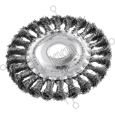 Щетка для УШМ Denzel 125 мм, плоская, крученая нержавеющая проволока 0,5 мм, посадка 22,2 мм