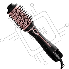 Фен-расческа Galaxy Line GL 4412,  черный с розовым, 1200 Вт, 2 скорости потока воздуха, 4 температурных режима, шнур, вращающийся на 360° с подвесной петлей, 2 насадки в комплекте