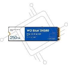 Накопитель SSD Western Digital M.2 2280 250GB Blue SN580 WDS250G3B0E PCIe Gen4x4 with NVMe,3D TLC NAND