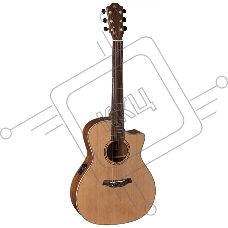Электроакустическая гитара BATON ROUGE AR81C/ACEC-W Кол-во струн: 6, верхняя дека: кедр, корпус: махагон, гриф: махагон, накладка грифа: овангкол, 20 ладов, звукосниматель: Cole Clark PG3mk2, цвет: натуральный