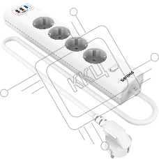 Сетевой фильтр Philips CHP8246WB/51 3м, 4 розетки, белый