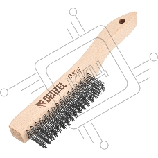 Щетка зачистная Denzel 4-х рядная, прямая проволока из нержавеющей стали с деревянной ручкой, EFP