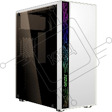 Компьютерный корпус Ginzzu A390 White Window RGb подсветка 1*USB 3.0, 2*USB 2.0, AU