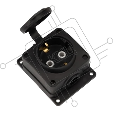 Розетка (колодка) Rexant влагозащищенная с крышкой 1 гнездо COMPACT, с/3, 16А, IP54, каучук, черный