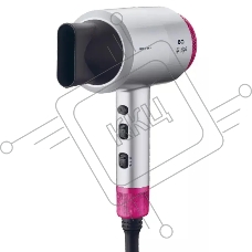 Фен BQ HD1818M Grey-Pink, 1800 Вт, 3 режима температуры, ионизация, термостат