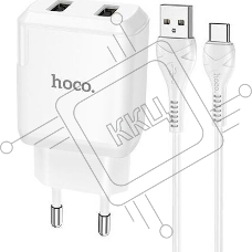 Сетевое зарядное устройство HOCO N7 Speedy 2xUSB с Кабелем USB - Micro, 2.1A, 10W, белый Сетевое зарядное устройство HOCO N7 Speedy 2xUSB с Кабелем USB - Micro, 2.1A, 10W, белый