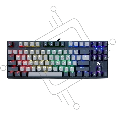 Проводная механическая клавиатура Gembird KB-G600, 87кл, Rainbow, красн.свитчи, 1.8м, черная