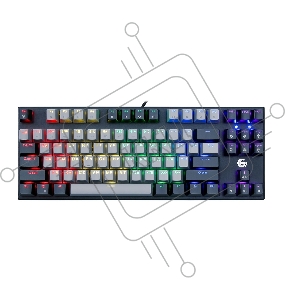 Проводная механическая клавиатура Gembird KB-G600, 87кл, Rainbow, красн.свитчи, 1.8м, черная