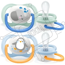 Соска-пустышка Philips Avent SCF080/05 Слон/Пингвин, 0-6 мес, 2 шт, для мальчиков