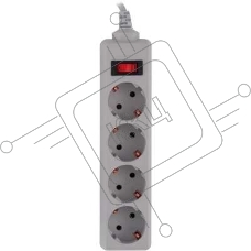 Сетевой фильтр Buro 400SL-5-G 5 м, 4 розетки, серый (пакет ПЭ)